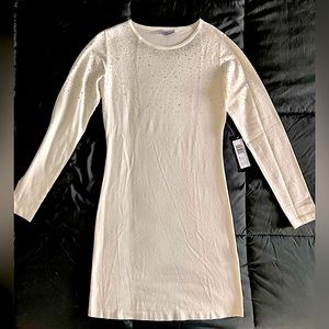 Bebe L Off-White Sparkly Sweater Dress